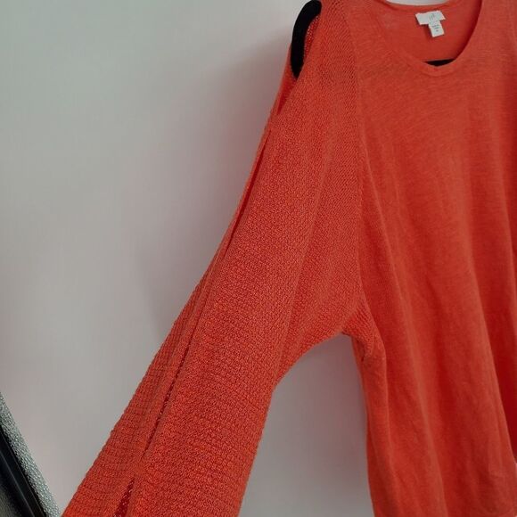 J. Jill Linen Blend Sweater Orange XL - Picture 2 of 5